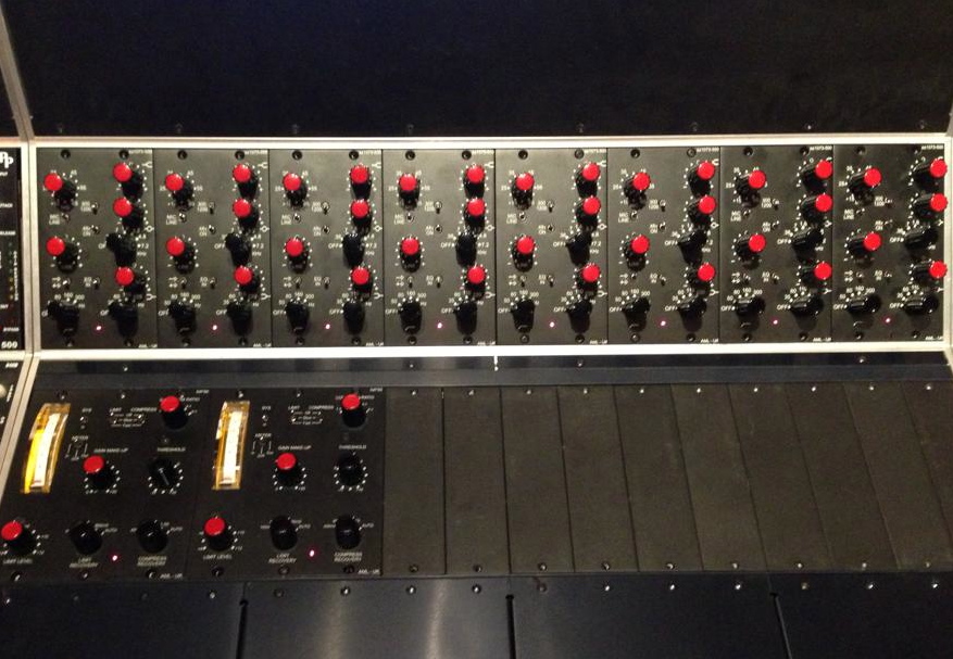 Recording equipment: our API console and Neve sidecar